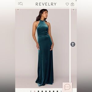 Formal Revelry Velvet Dress in Desert Blue (Tori)
